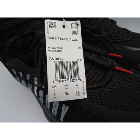 Adidas Dame 7 Extply Low Basketball Shoe Black & Red Men's 7 Damian Lillard - Picture 3 of 6